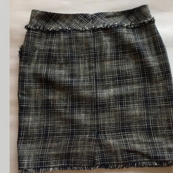 Esprit Faux Wrap Skirt Navy Brown Distress Tweed  Like Wool Blend Mini Skirt - Picture 9 of 9
